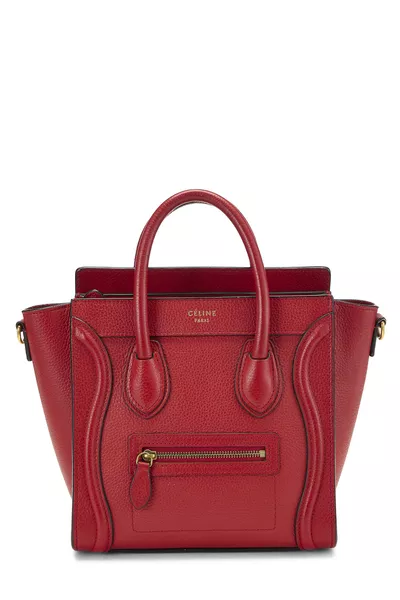 Red Drummed Calfskin Luggage Nano