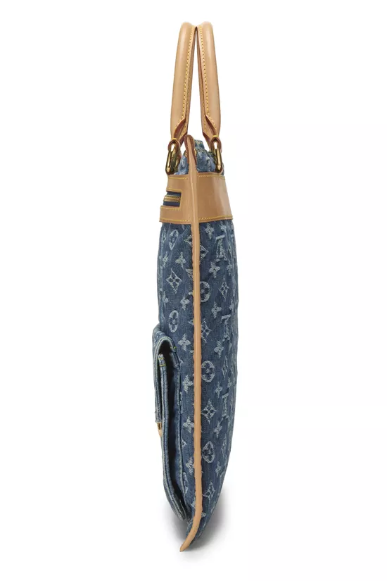 Blue Monogram Denim Flat Shopper, , large image number 2