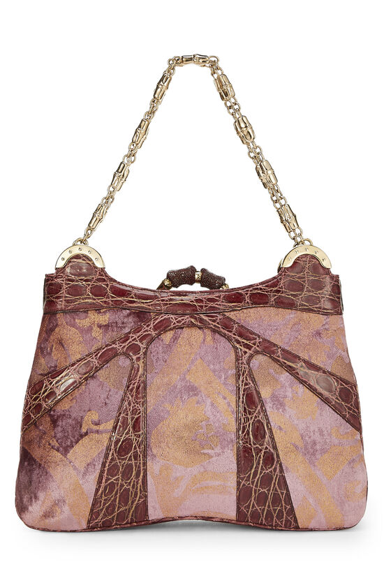 Pink Exotic Velvet Dragon Shoulder Bag, , large image number 3