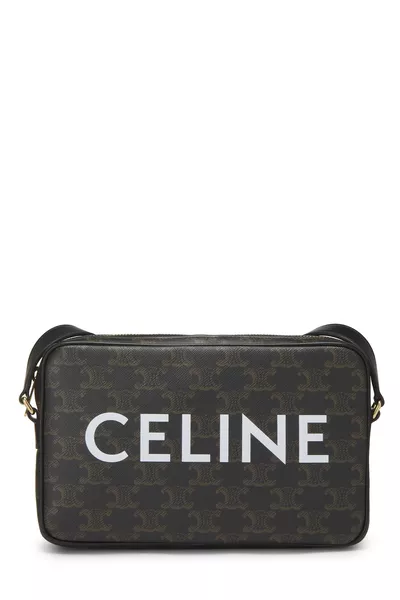 Black Triomphe Coated Canvas Logo Messenger Medium