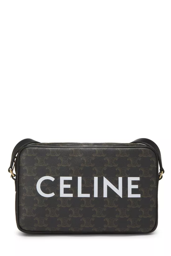 Black Triomphe Coated Canvas Logo Messenger Medium, , large image number 0