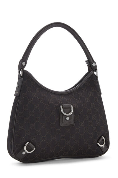 Brown GG Canvas D-Ring Abbey Hobo Small, , large