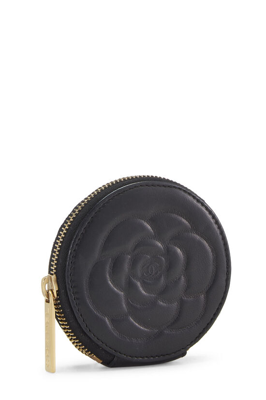 Shop Chanel Black Lambskin Camellia Coin Purse | WGACA