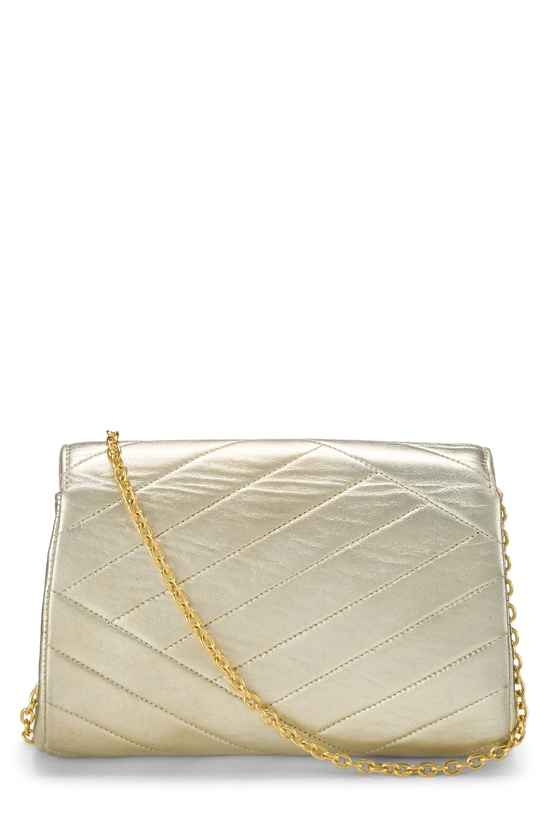 Metallic Gold Chevron Calfskin Envelope Flap Mini, , large image number 3