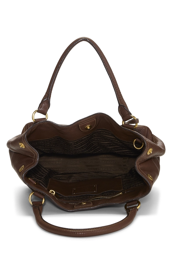 Brown Vitello Daino Convertible Tote, , large image number 5