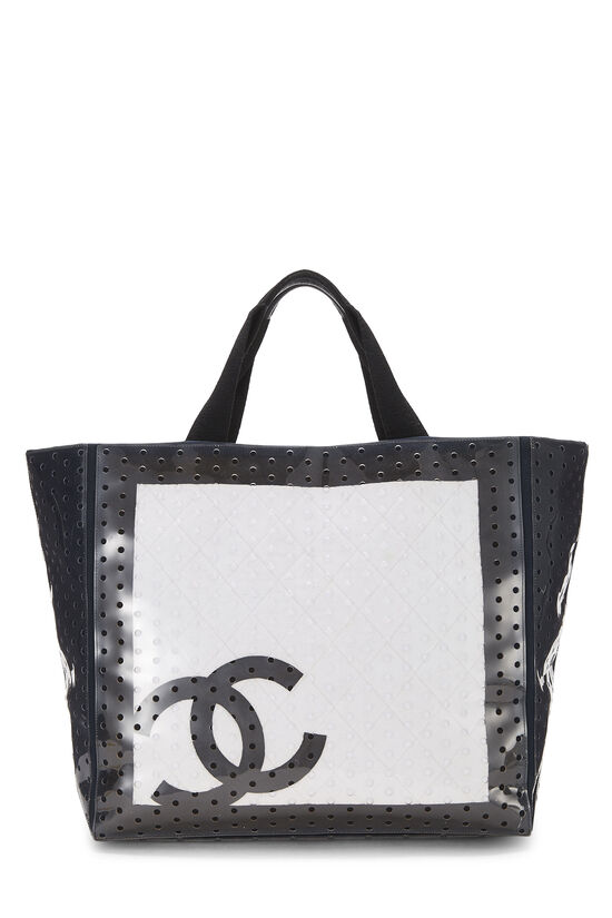 Chanel Navy & White Perforated Vinyl Beach Tote Large