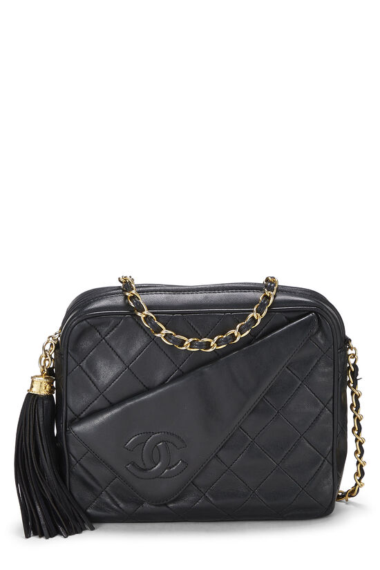 Chanel Vintage Small Black Quilted Lambskin Front Pocket Camera Bag