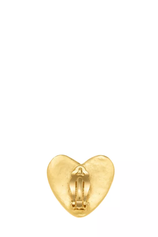 Gold 'CC' Heart Earrings, , large image number 1