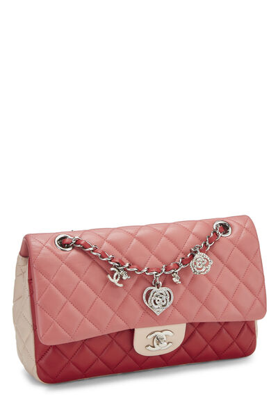Pink Quilted Lambskin Valentine Flap Medium, , large