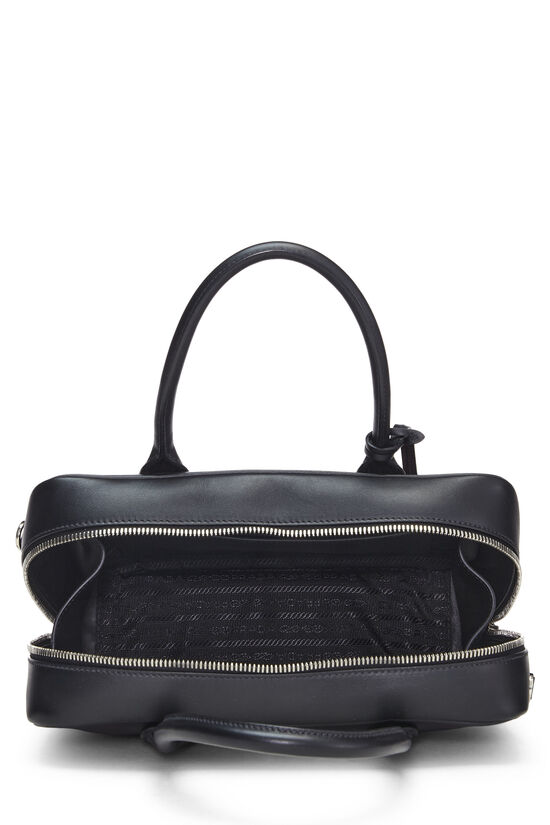 Black Calfskin Graphic Bauletto Handbag, , large image number 6