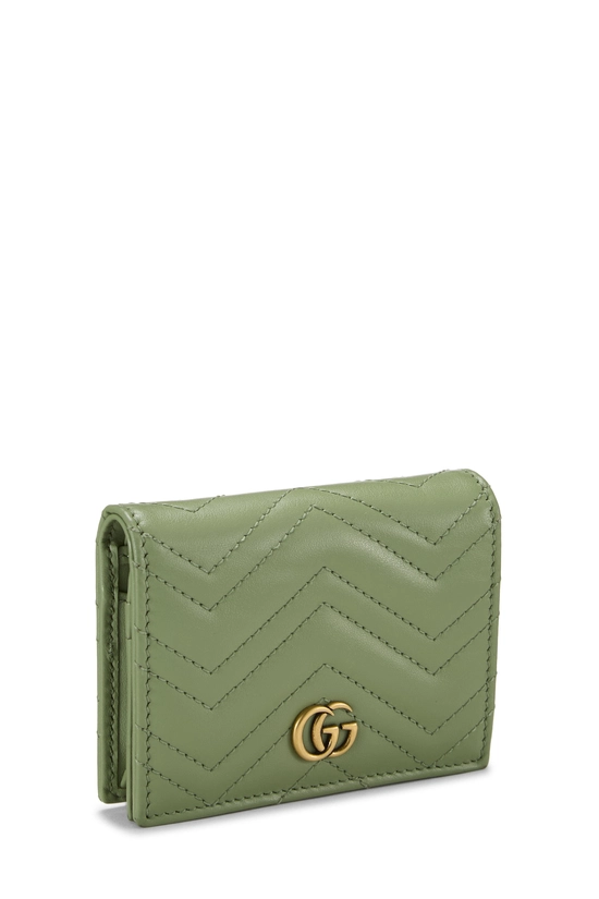 Green Leather GG Marmont Compact Wallet, , large image number 1