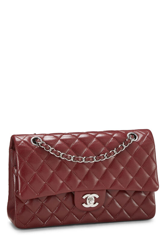 Burgundy Quilted Caviar Classic Double Flap Medium, , large image number 2