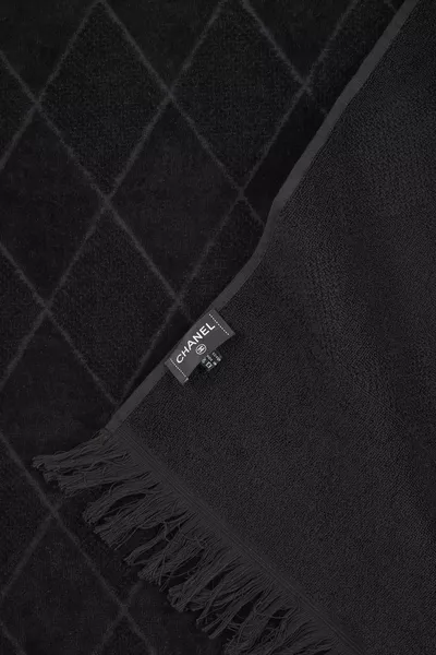 Black 'CC' Terry Cloth Beach Towel XL, , large