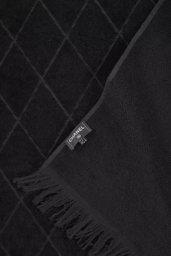 Black 'CC' Terry Cloth Beach Towel XL, , large image number 1