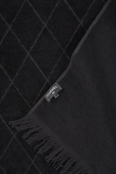 Black 'CC' Terry Cloth Beach Towel XL, , large