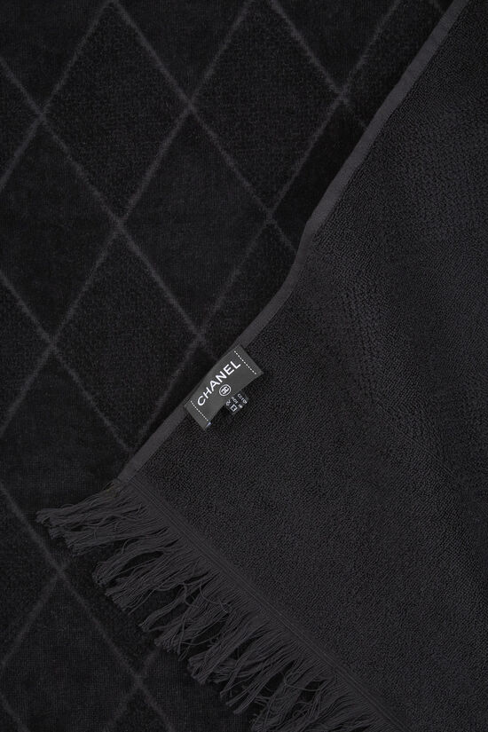 Black 'CC' Terry Cloth Beach Towel XL, , large image number 1