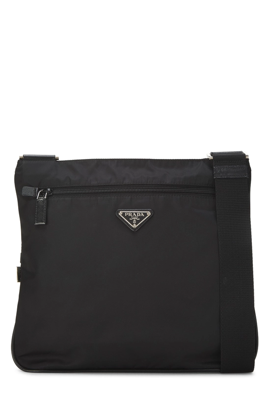 Black Nylon Zip Pocket Messenger, , large image number 0
