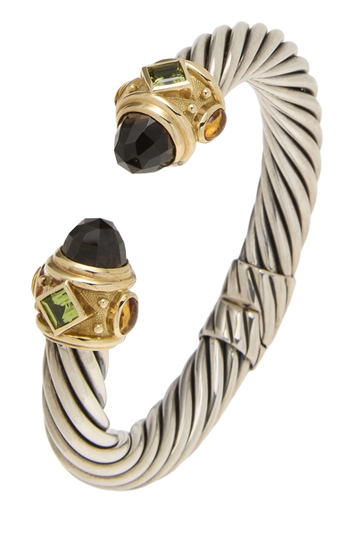 Silver Two-Tone Hinged Renaissance Cable Bracelet