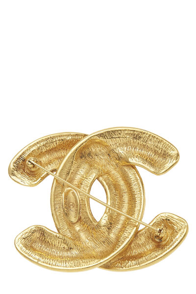 Gold Quilted "CC" Pin Large, , large