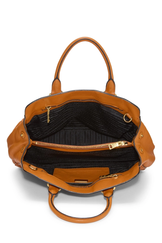 Orange Vitello Daino Convertible Handbag, , large image number 5