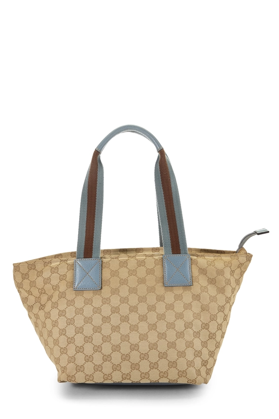 Blue Original GG Canvas Web Soft Zip Tote, , large image number 3