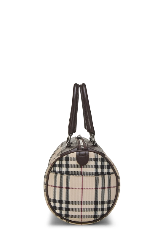 Brown Nylon House Check Roll Handbag, , large image number 2