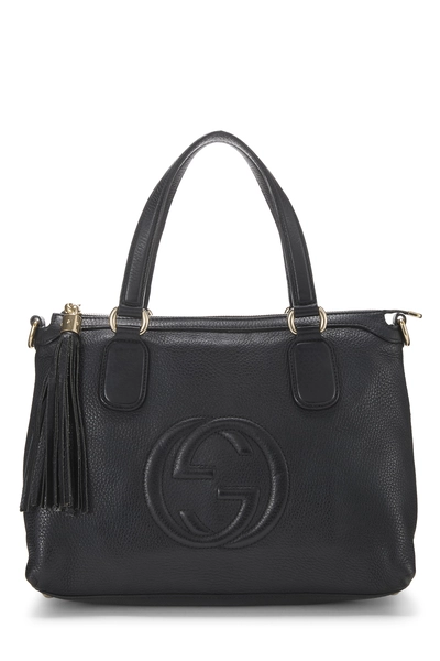 Gucci Black Grained Leather Soho Top Handle Tote