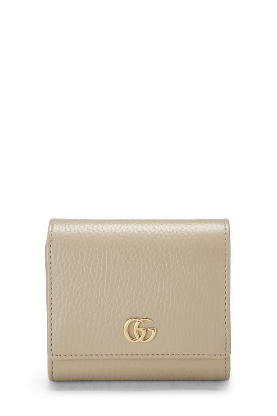 Beige Leather GG Marmont Compact Wallet, , large image number 0