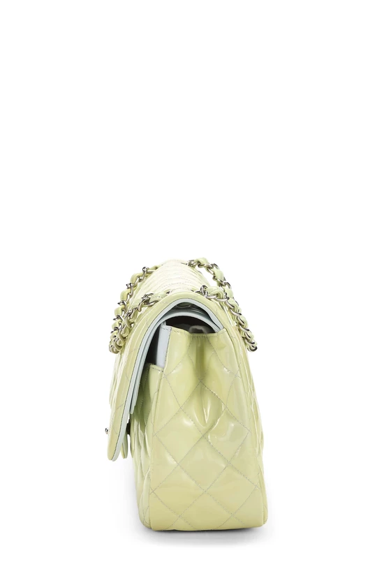 Green Quilted Patent Leather New Classic Double Flap Jumbo, , large image number 2