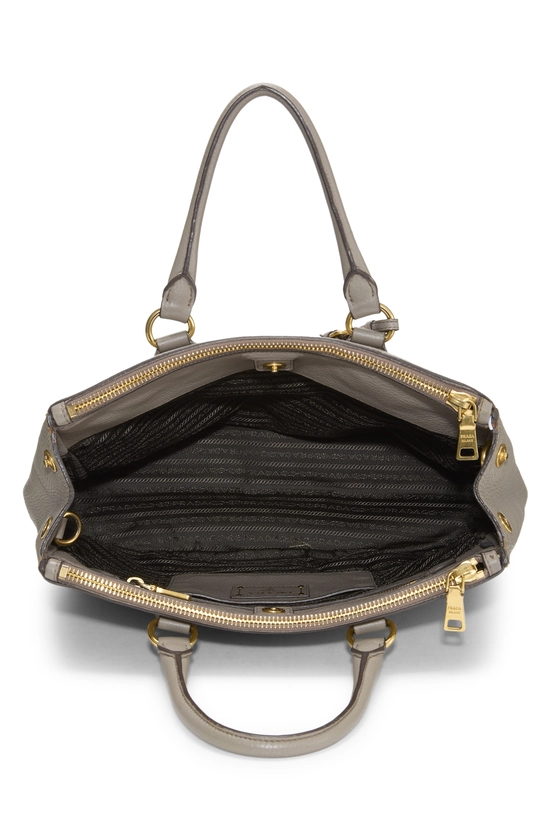 Grey Vitello Daino Double Zip Handbag Medium, , large image number 5