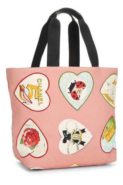 Pink Canvas Camellia Heart Tote, , large