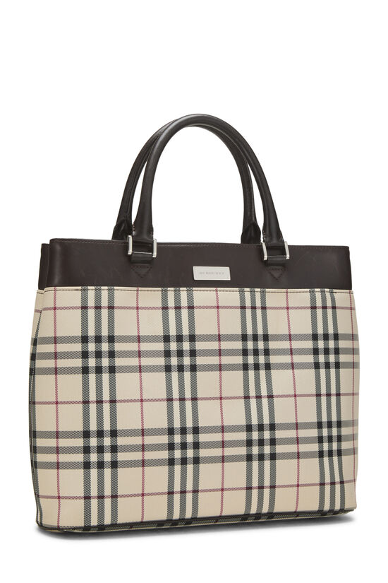 Brown Nylon House Check Handbag Medium, , large image number 1