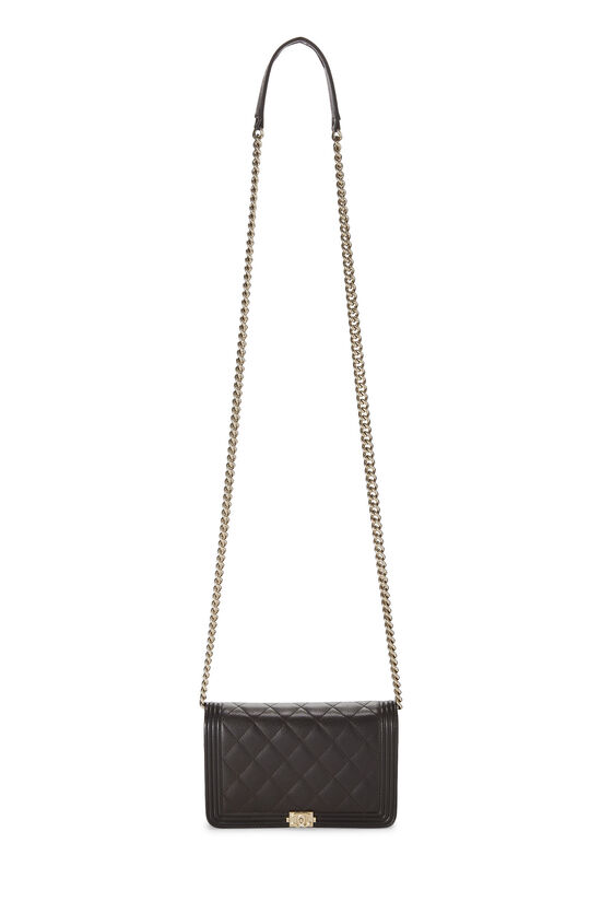 Chanel Brown Quilted Caviar Boy Wallet on Chain (WOC