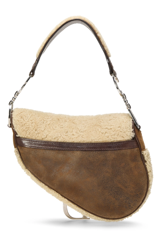 Brown & Beige Shearling Saddle Bag, , large image number 3