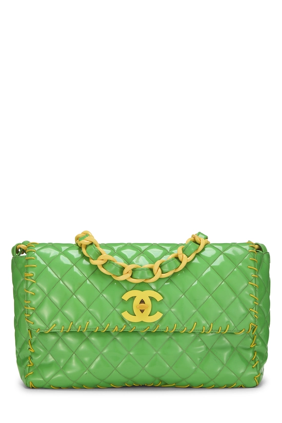 Green Vinyl Whipstitch Half Flap Jumbo, , large image number 0