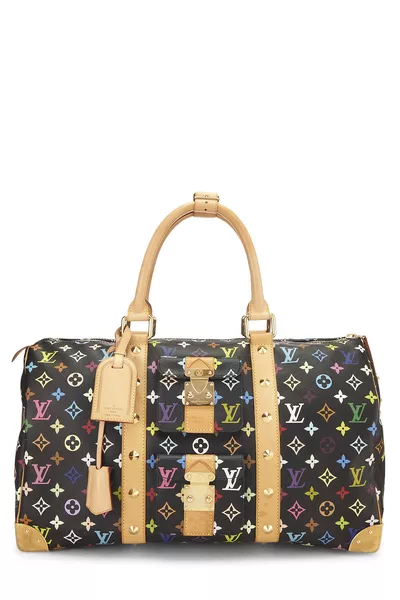 Takashi Murakami x Louis Vuitton Black Monogram Multicolore Keepall 45