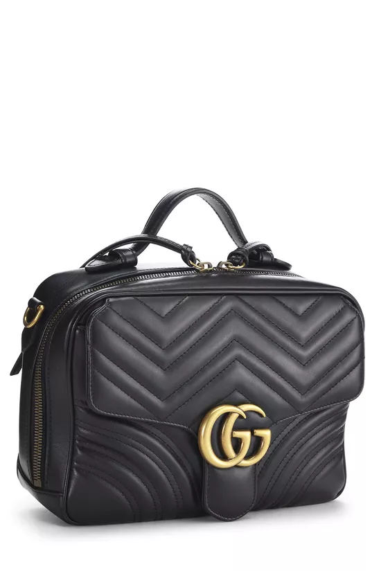 Black Leather GG Marmont Top Handle Shoulder Bag Small, , large image number 1