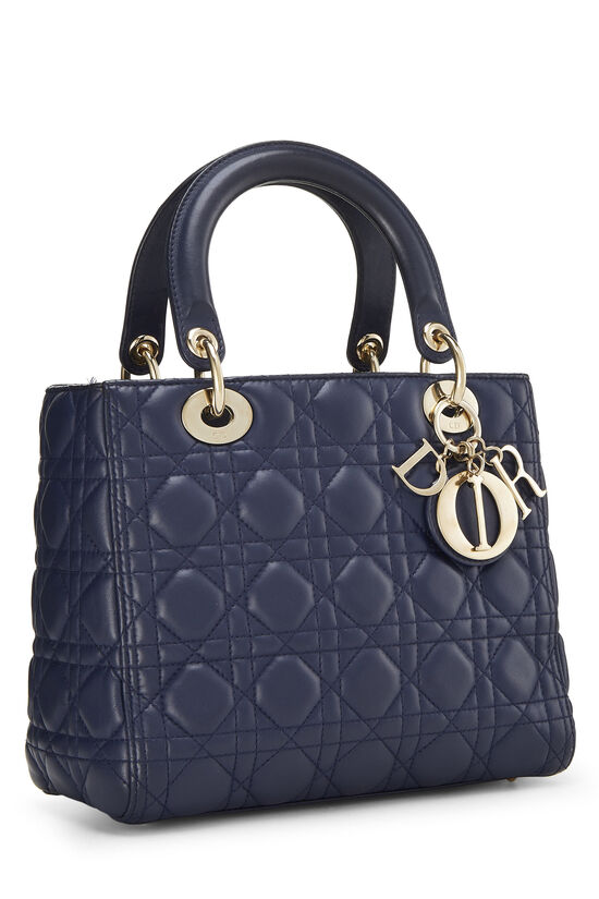 Navy Cannage Quilted Lambskin Lady Dior Medium, , large image number 2