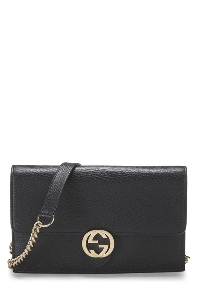 Gucci Black Leather Interlocking Crossbody Small