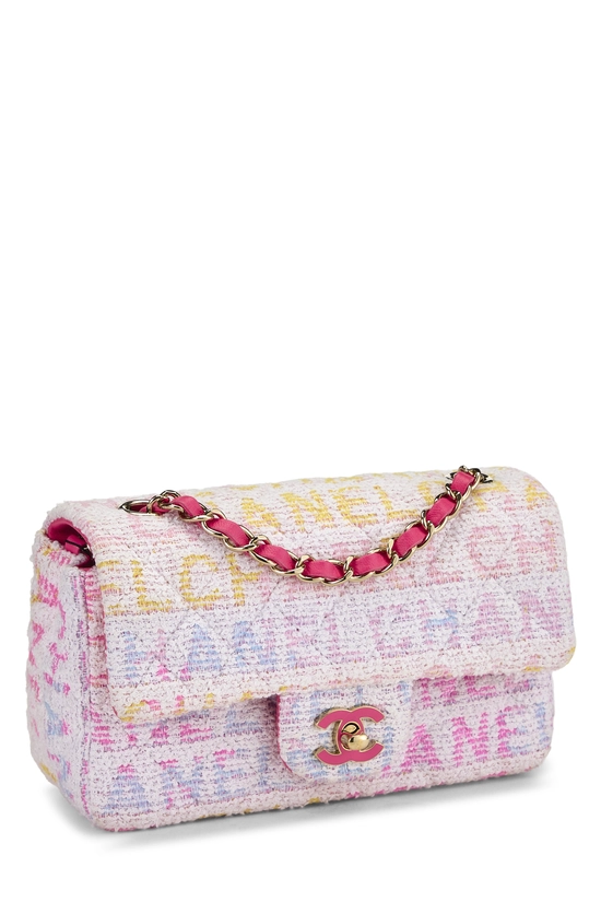 Multicolor Pink Quilted Tweed Rectangular Flap Mini, , large image number 1