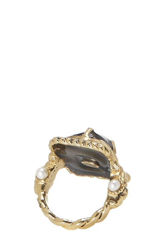 Black & Gold 'CC' Ring, , large image number 2
