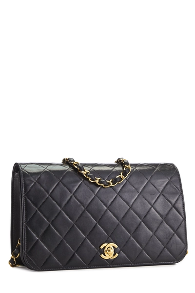 Black Quilted Lambskin Full Flap Small, , large