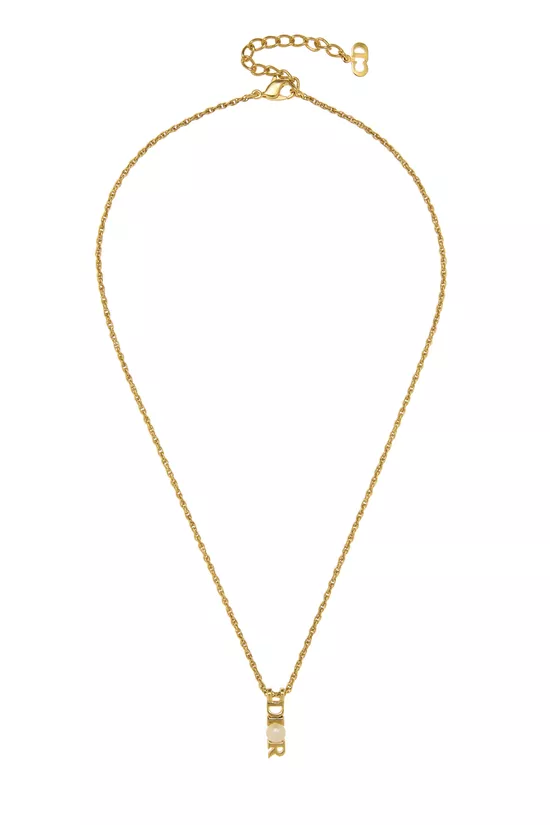 Gold & Faux Pearl Necklace, , large image number 0