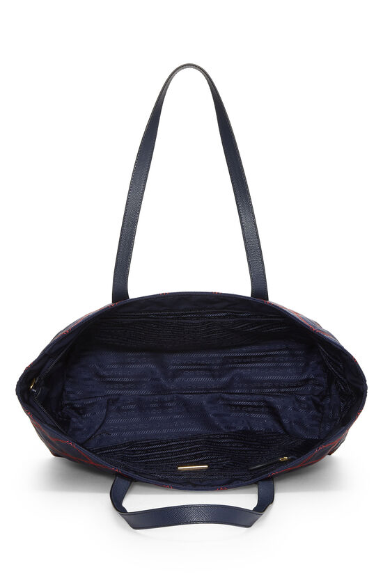 Navy Tessuto Quilted Zip Tote , , large image number 5