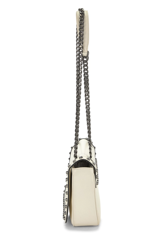 White Calfskin Leather Studded Crossbody, , large image number 2