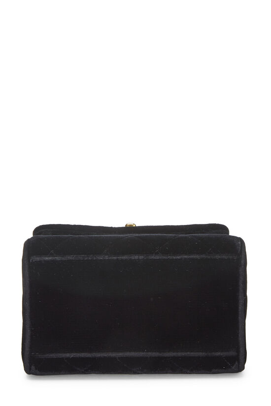 Black Quilted Velvet Shoulder Bag , , large image number 5