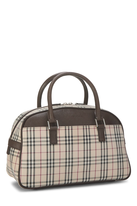 Brown Jacquard Check Bowler Handbag Medium, , large image number 1