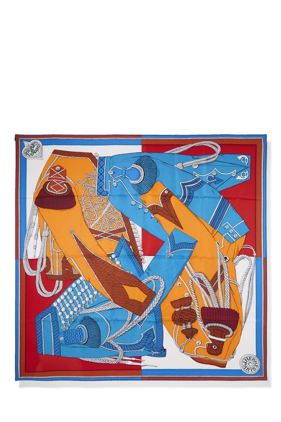 Multicolor 'Zouaves et Dragons' Silk Scarf 90, , large image number 0