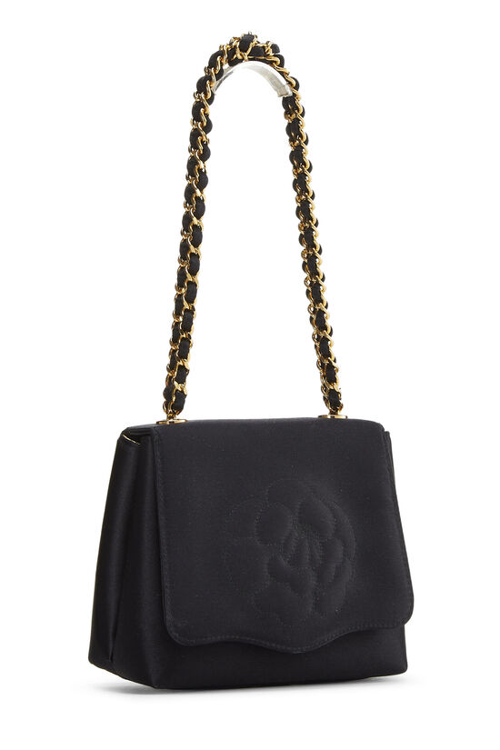 Black Satin Camellia Handbag Mini