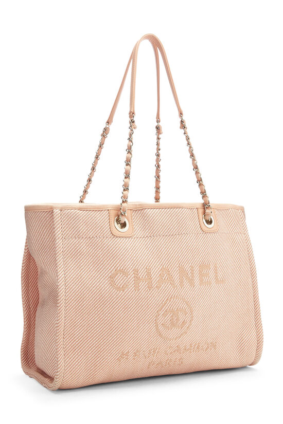 Chanel Pink Canvas Large Deauville Shopping Tote Bag
